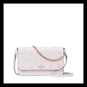 Kate Spade Madison Studded Faux Pearls Flap Convertible Crossbody Lilac